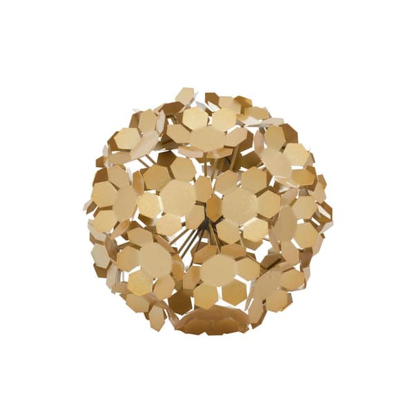 Litton Lane 9 in. x 9 in. Gold Metal Floral Sculpture
