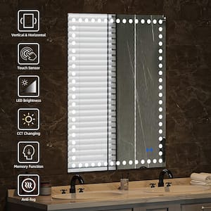 48 in. W x 36 in. H Rectangular Frameless Anti-Fog LED Light Wall Bathroom Vanity Mirror