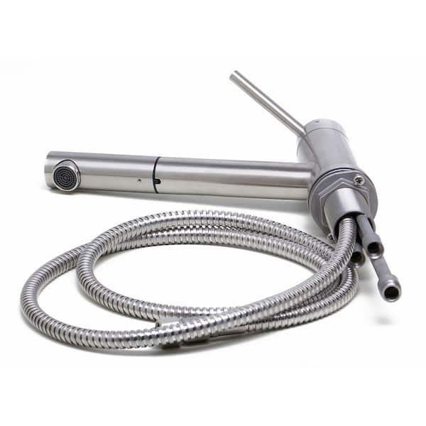 Single-Handle Pull-Out Sprayer Kitchen Faucet in Brushed Stainless Steel