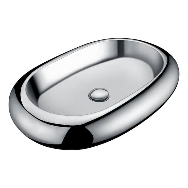 ANZZI Prussian Series Oval Ceramic Vessel Sink in Silver