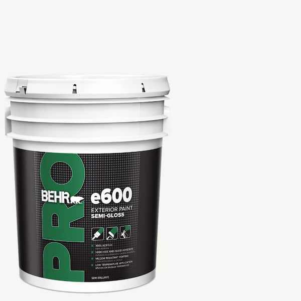 BEHR PRO 5 gal. e600 White Semi-Gloss Acrylic Exterior Paint PR67005 - The  Home Depot