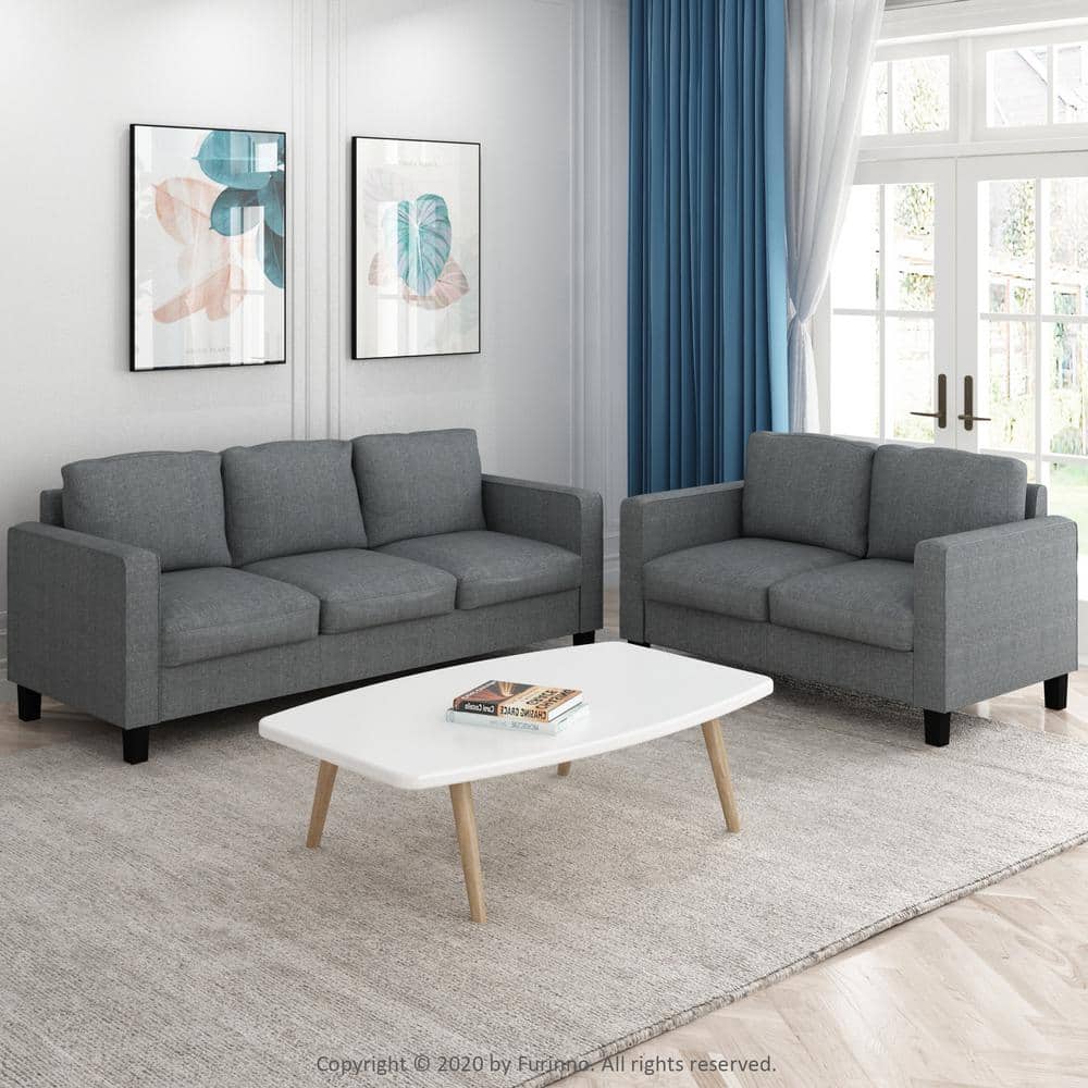 Bayonne 54'' Gunmetal Modern Upholstered Loveseat with Pillow Back