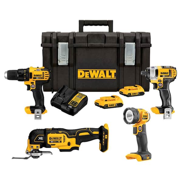 DEWALT 20-Volt MAX Lithium-Ion Cordless Combo Kit with Tough System Case (4-Tool) 2.0 Ah 2 Batteries and Charger