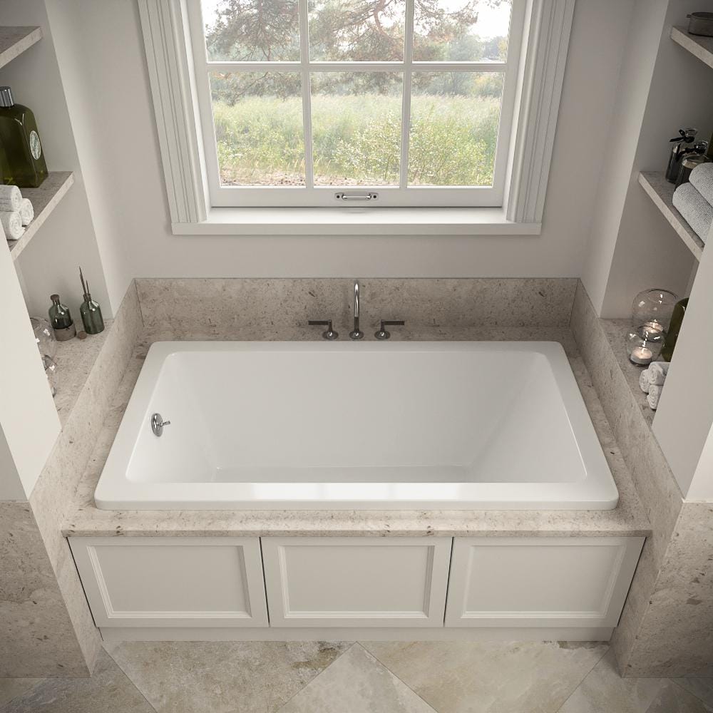 60" x 32" Glossy White Acrylic Soaking Drop-In Bathtub