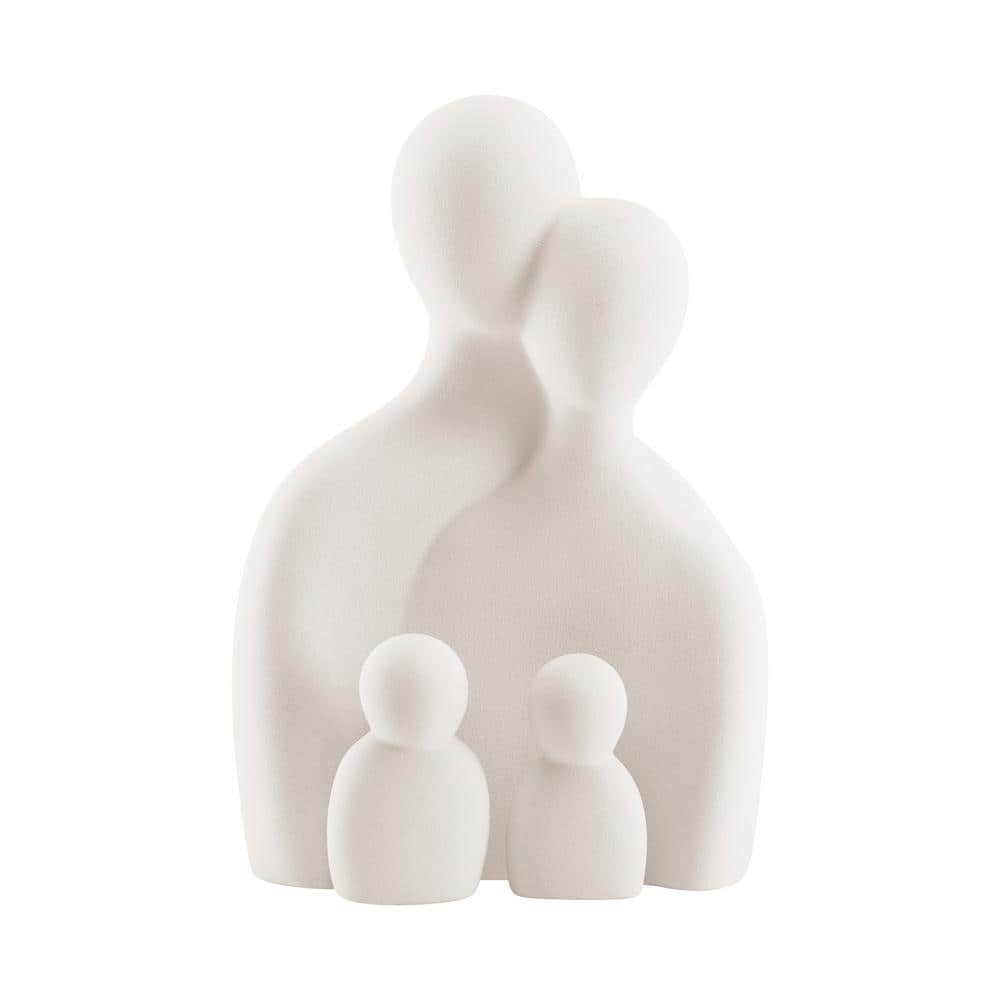 Cream Ceramic Abstract Family Sculpture Set, 10" Tall