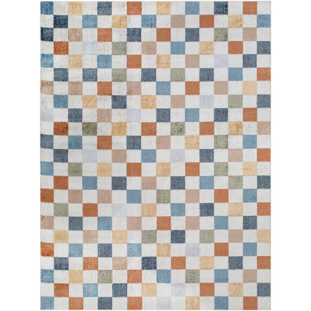 Livabliss Lillian Multi-Color Checkered 5 ft. x 7 ft. Indoor Machine ...