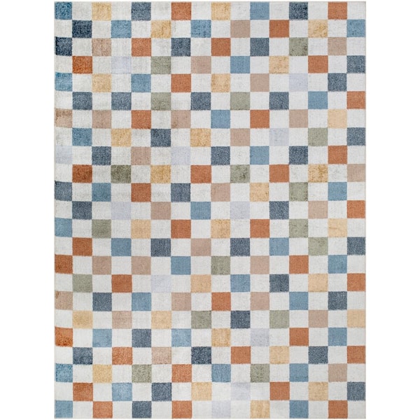 Livabliss Lillian Multi-Color Checkered 5 ft. x 7 ft. Indoor Area Rug