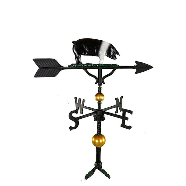 32 in. Deluxe Black Pig Weathervane