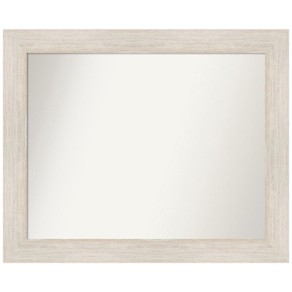Amanti Art Hardwood Whitewash 33 in. W x 27 in. H Rectangle NonBeveled Wood Framed Wall Mirror
