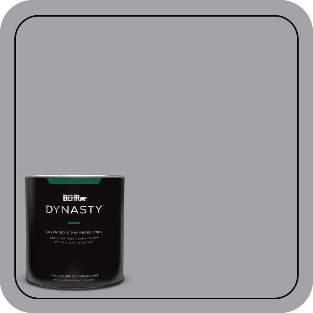 Gray Powercolor BEHR DYNASTY 1 qt. #N530-4 Power Gray One-Coat Hide Semi-Gloss Enamel ...