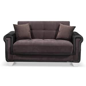 Rushmore Collection Convertible 66 in. Grey Microfiber 2-Seater Loveseat with Storage
