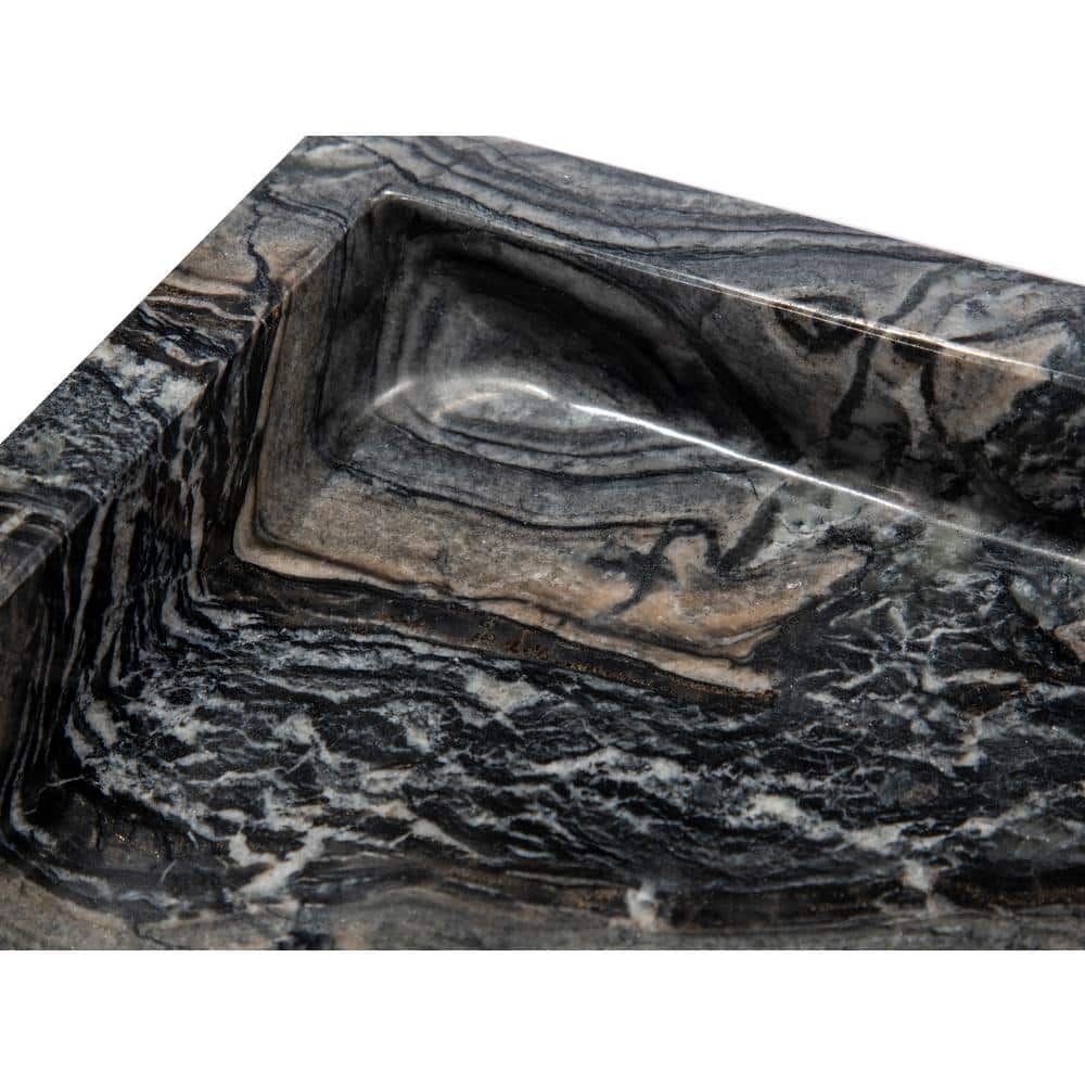 Charcoal Gray Stone Rectangular Vessel Bathroom Sink