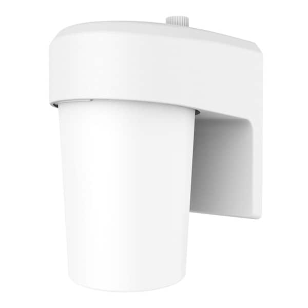 HALO FE 1-Light White LED Outdoor Lantern Sconce with Dusk to Dawn