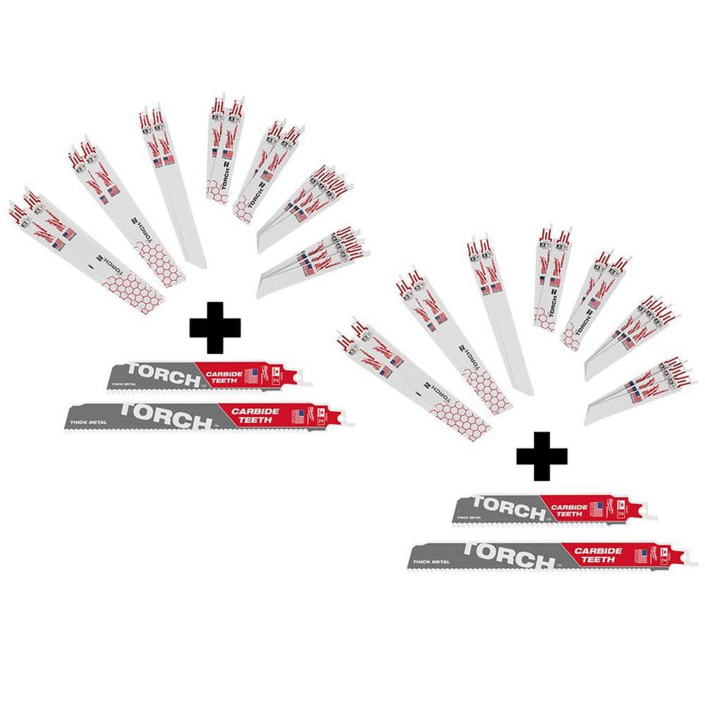 Milwaukee SAWZALL Metal Cutting BiMetal Reciprocating Saw Blade Set (32-Piece) with 4 Carbide Blades