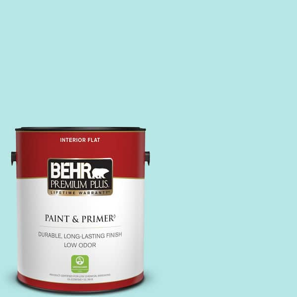 BEHR PREMIUM PLUS 1 gal. #500A-2 Refreshing Pool Flat Low Odor Interior Paint & Primer