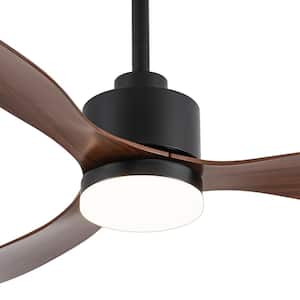 Alisio 52 in. Indoor Black Ceiling Fans with Light, Integrated LED 3-Reversible Blades and Remote Control