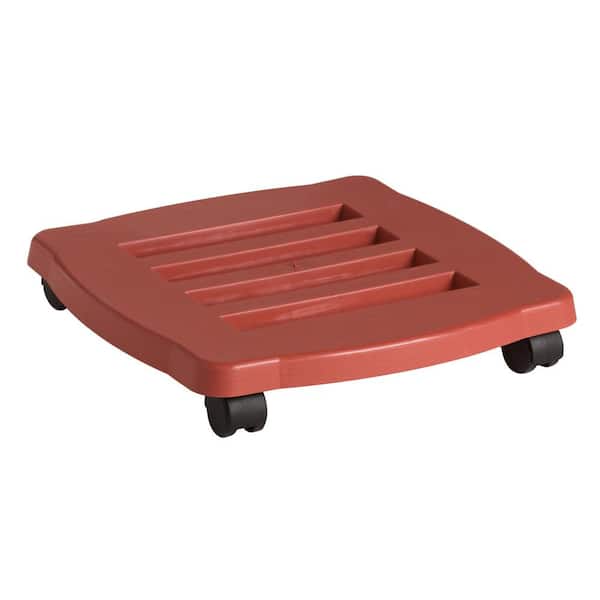 Bloem Caddy Square 15 in. Terra Cotta Plastic Plant Stand Caddy with Wheels