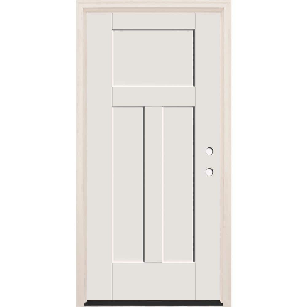 "36 in. x 80 in. 3 Panel Craftsman Left-Hand Unfinished Fiberglass Prehung Front Door w/6-9/16"" Frame and Bronze Hinges" price history on PriceWatchPro