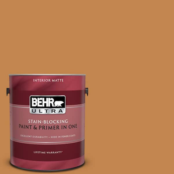 BEHR ULTRA 1 gal. #UL120-9 Butter Rum Matte Interior Paint and Primer in One