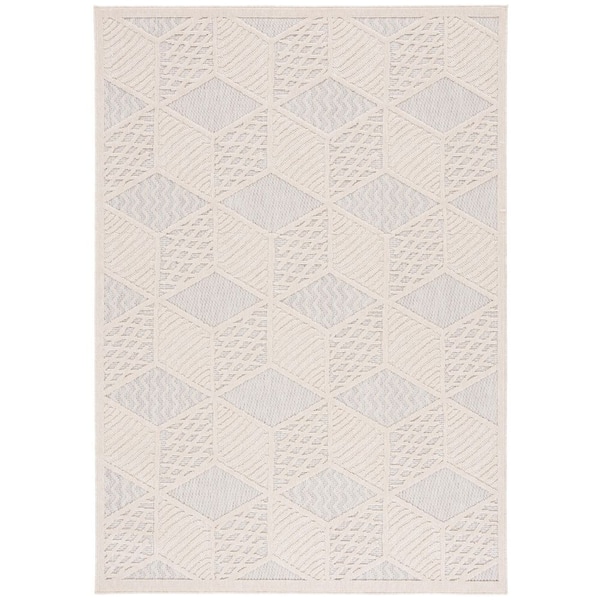 Milos 8 ft. x 10 ft. Ivory Geometric High-Low Indoor/Outdoor Area Rug