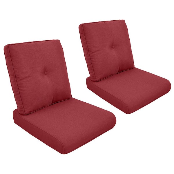 Modern 22 in. x 25 in. 4-Piece Deep Seating Outdoor Lounge Chair Cushion Set in Red with Center Button (4-Piece)