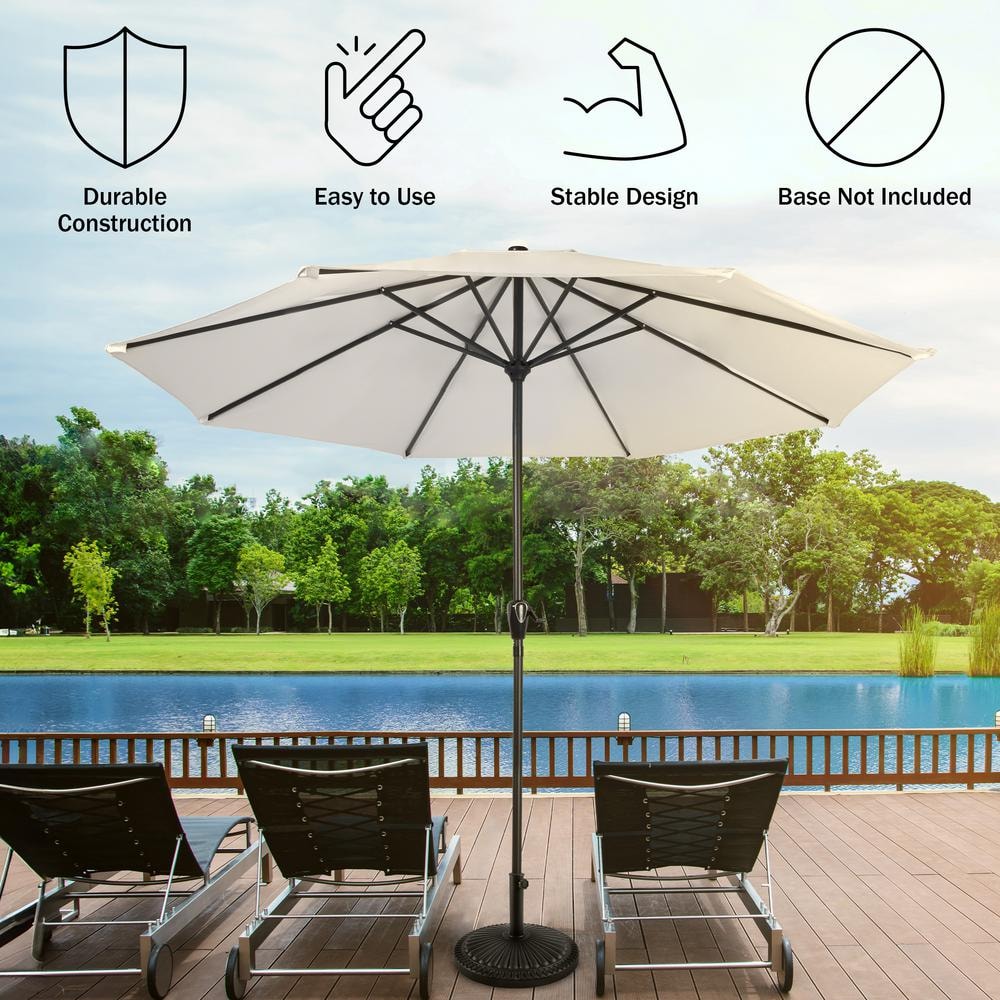 9-Foot Tan Aluminum Patio Umbrella with Auto Crank
