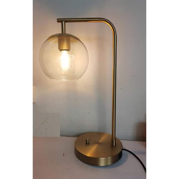 Hampton Bay Frazier 21.5 in. Antique Brass Table Lamp with USB Port
