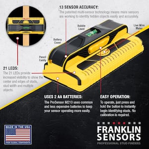 ProSensor M210 Center and Edge Stud Finder/Wood and Metal Stud Detector/Wall Scanner for Drywall with Live Wire Warning