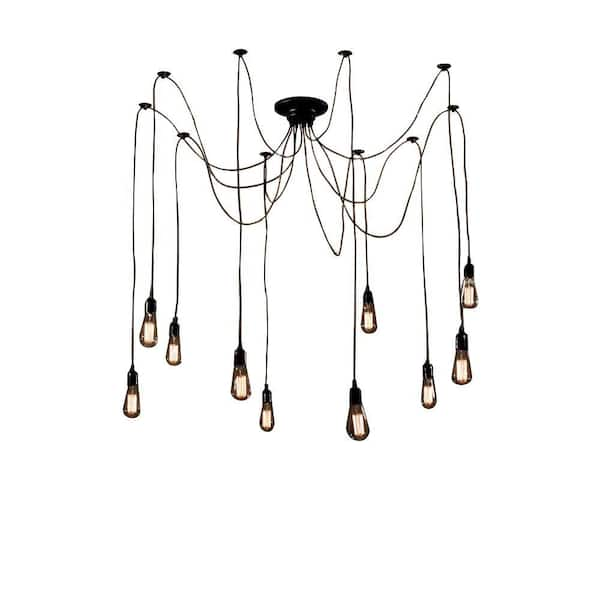 Warehouse of Tiffany Edison Zendaya Collection 10-Light Black Indoor Chandelier