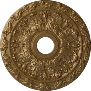 1-1/4 in. x 19-7/8 in. x 19-7/8 in. Polyurethane Spring Leaf Ceiling Medallion, Pale Gold
