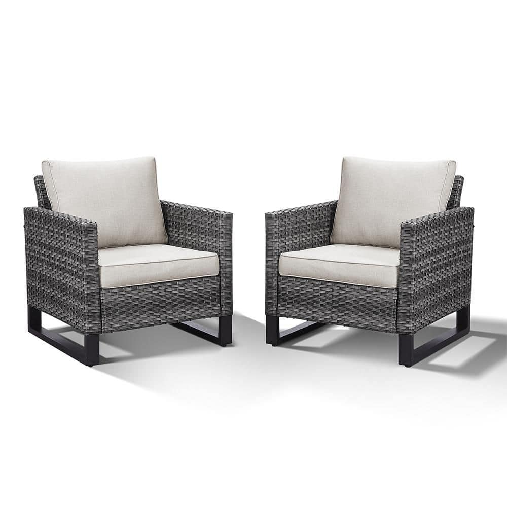 Gray Wicker Outdoor Patio Lounge Chair with CushionGuard Beige Cushions (2-Pack) price history on PriceWatchPro