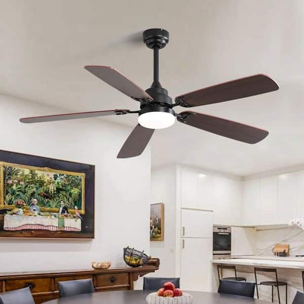 SerenityShine Blade Span 52 in. Indoor Matte Black Low Profile Ceiling Fan with LED Bulb Included with Remote Included