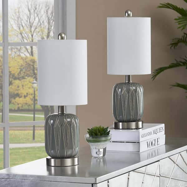 Maxax Sacramento 18 .5 in. Green Ceramic Indoor Desk Lamp with Rotary Switch