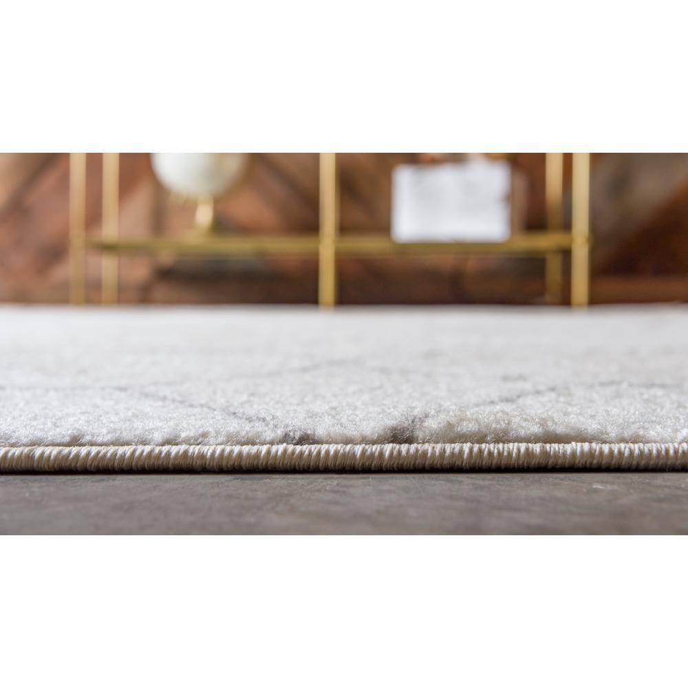 Ivory and Gray Trellis Synthetic Rectangular Area Rug