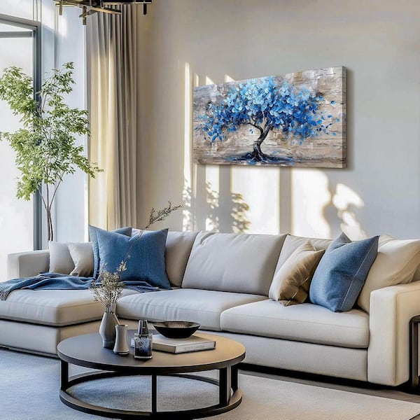 Tree of Life Large Wall Art Prints, Blue Tree Abstract Canvas Art