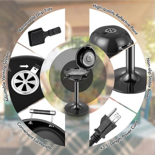Costway Portable 1600-Watt BBQ Electric Grill in Black