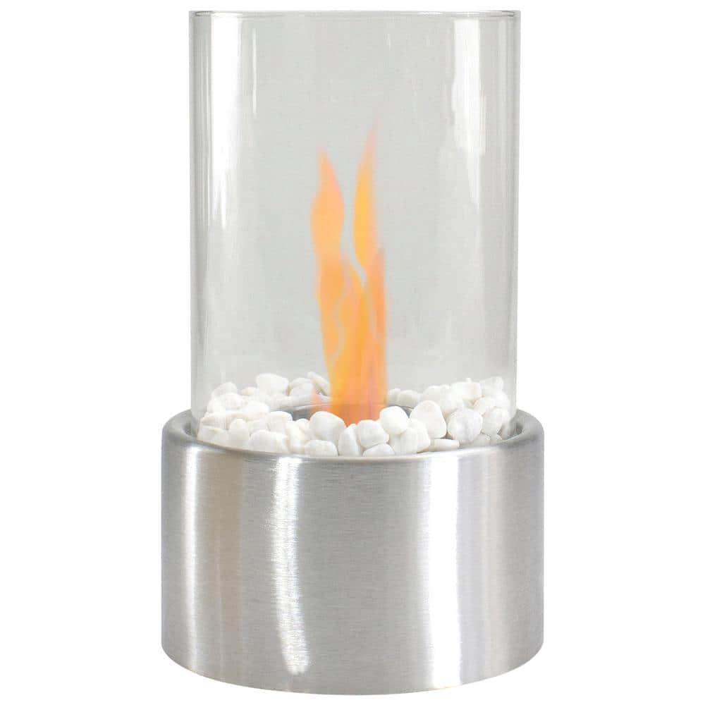 Northlight 10.5 in. Bio Ethanol Round Portable Tabletop Fireplace with Silver Base -  34808727