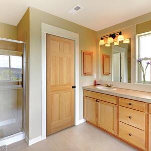 6-Panel Solid Core Unfinished Clear Pine Single Prehung Interior Door