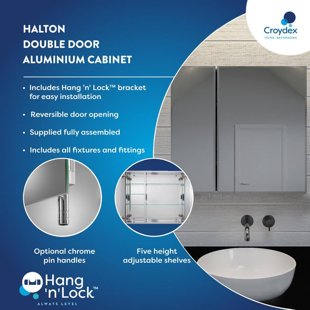 Halton 30x26in Double Door Aluminum Bathroom Medicine Cabinet