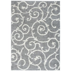 Cozy Soft Floral Shag Light Gray 3 ft. 3 in. x 5 ft. Indoor Area Rug
