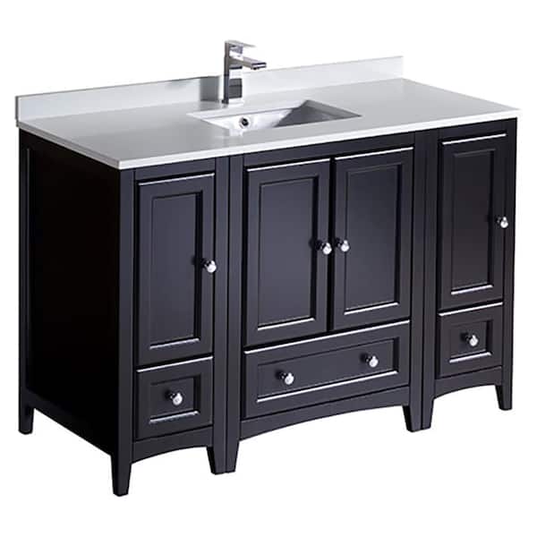 Fresca Oxford 48 in. Vanity in Espresso with Ceramic Vanity Top in White with White Basin and Mirror (Faucet Not Included)