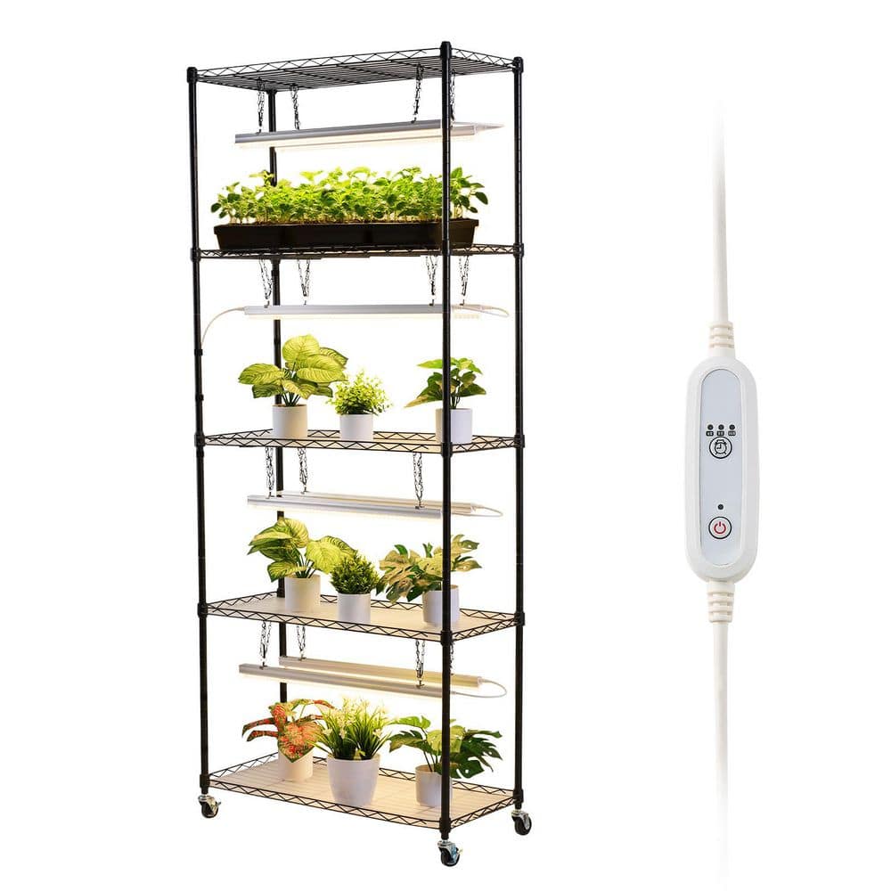 SVOPES 71 in. 5-Tier Indoor Plant Stand with Wheels and Adjustable