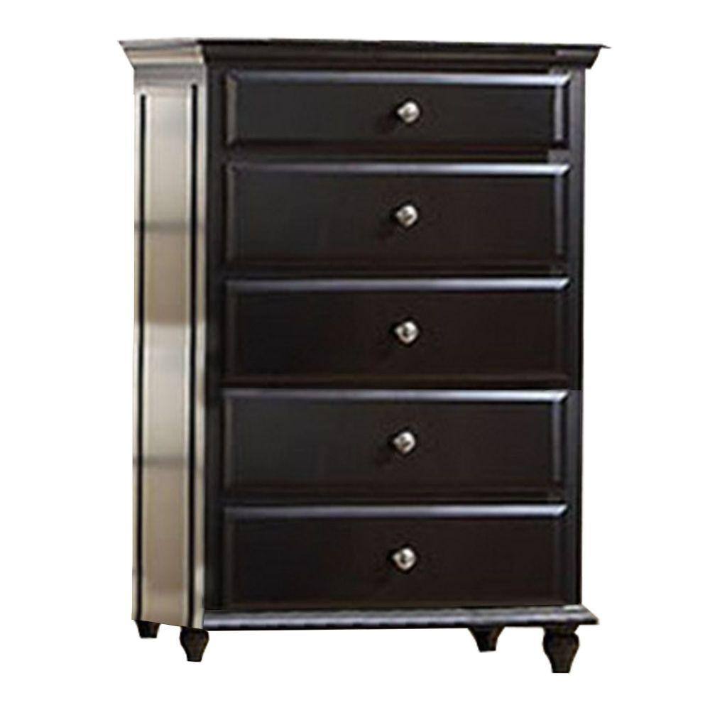 Benjara 18 in. Black 5Drawer Wooden Chest of Drawers BM232109 The