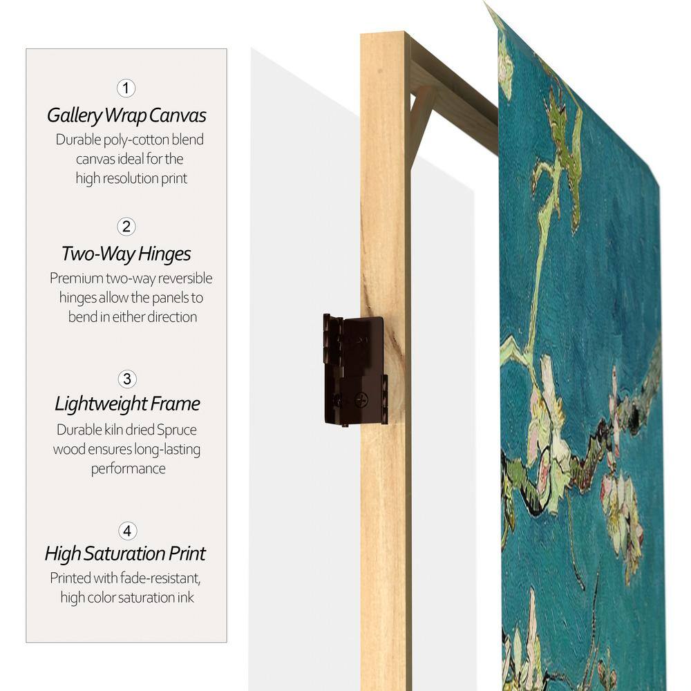 Van Gogh Almond Blossoms and Wheat Field Folding Screen, 3 ft, Multicolor Canvas