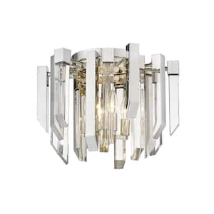 Bova 17.25 in. 4-Light Polished Nickel Flush Mount with Clear Crystal Shade