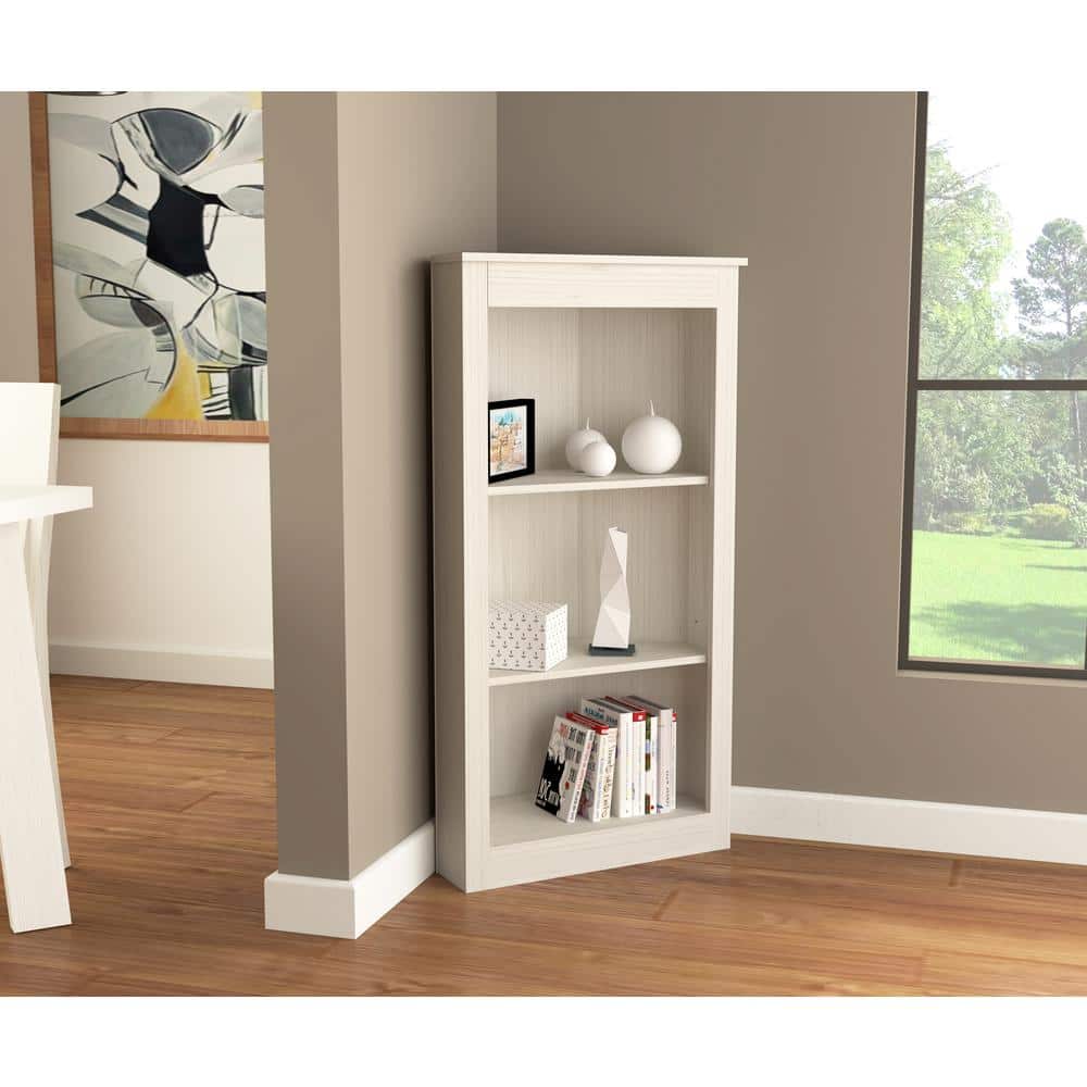 Elegant Washed Oak Corner Bookcase with 3 Open Shelves