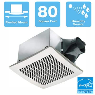 Signature Series 80 CFM Humidity Sensing Ceiling Bathroom Exhaust Fan, Energy Star