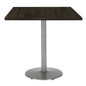 Urban Loft 30 in. Square Espresso Solid Wood Bistro Table with Round Silver Steel Frame (Seats 2)