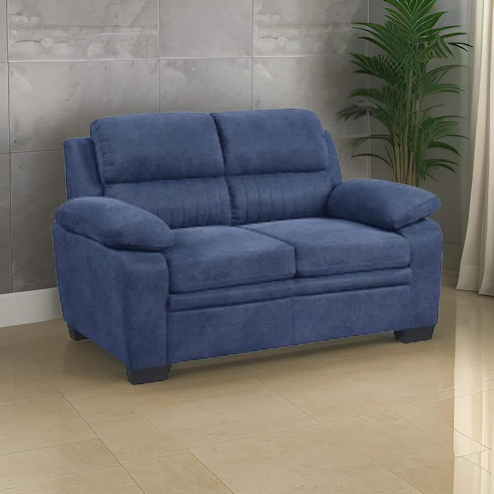 Hugh 58" Blue Polyester Tufted Loveseat with Pillow-top Arms