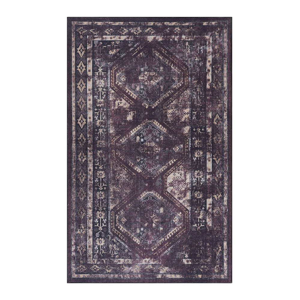 6 ft. x 9 ft. Black Burgundy Abstract Washable for Bedroom, Hallway, Kitchen, Playroom Area Rug price history on PriceWatchPro